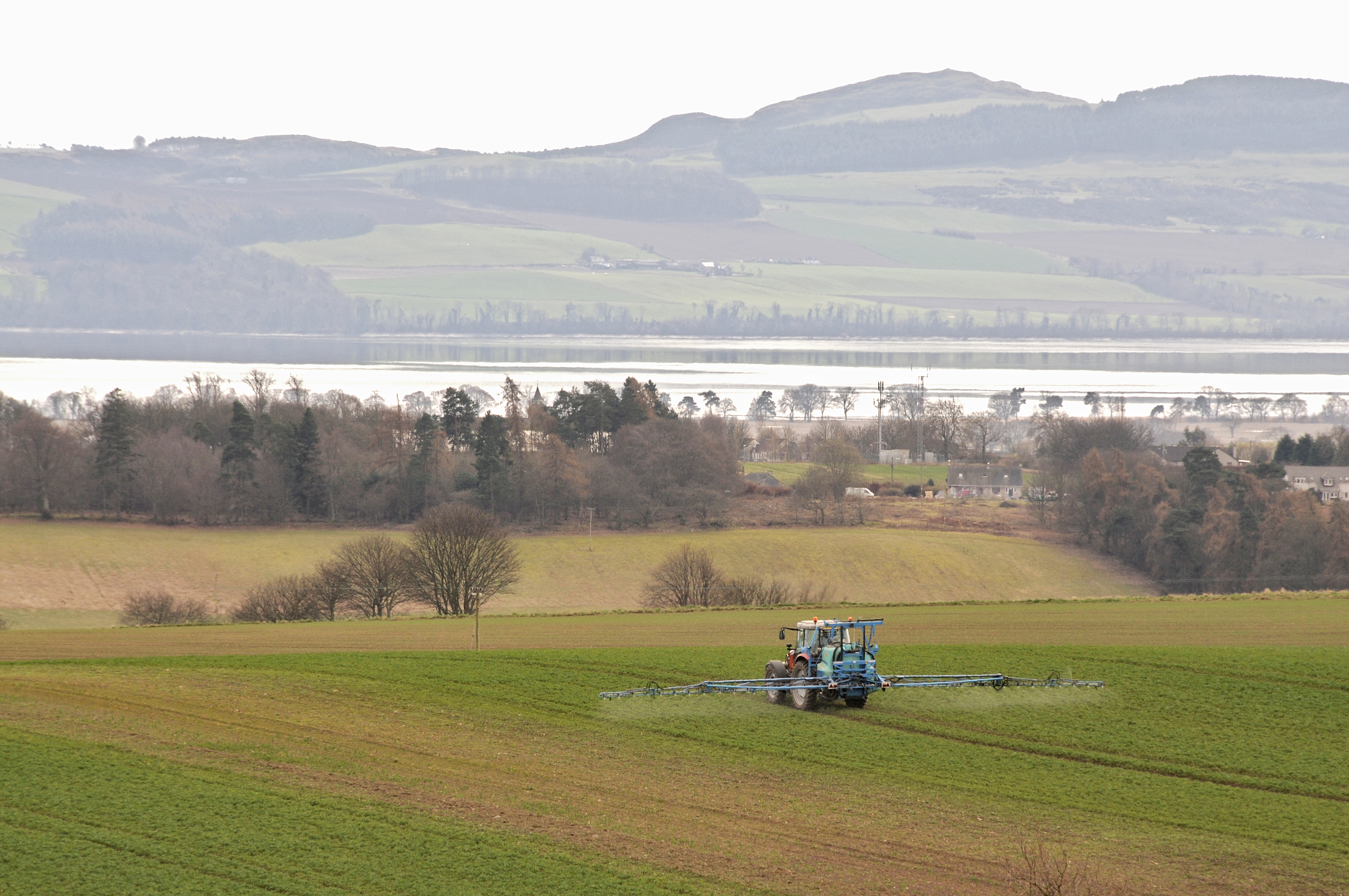 Crop spraying at Balruddery Farm, Dundee